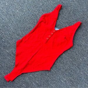 NWT intimately by Free People Henley Bodysuit Medium Red Hot